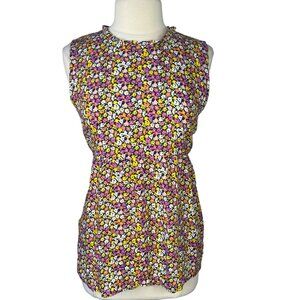 Rose & Thyme Sleeveless Shirt Ruffle Floral Womens Small Multi Color New Summer
